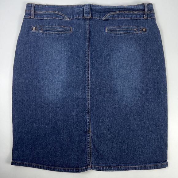 No Fuze Denim Pencil Skirt Women’s Size 18 Blue Jean Soft Stretch Knee Length - Picture 3 of 13